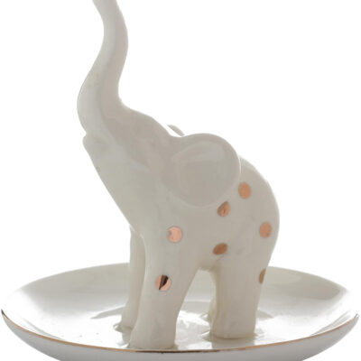 Joyero Decorativo Elefante Plato Blanco
