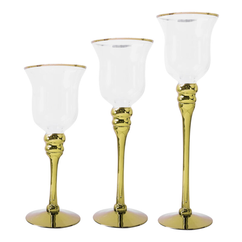 Juego Portavelas Decorativo Sienna Gold 3 Piezas