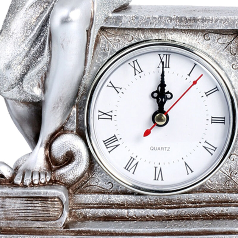 Reloj de Mesa Decorativo Dama Justicia Platino - Imagen 2
