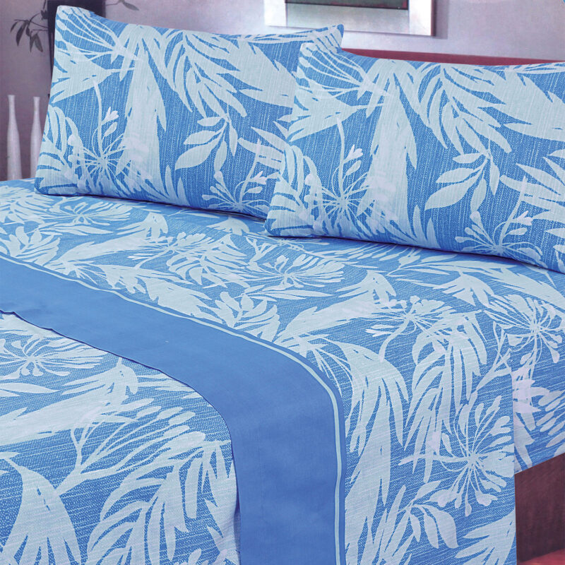 Juego de Sabanas T144 King Botanica Blue - Imagen 4