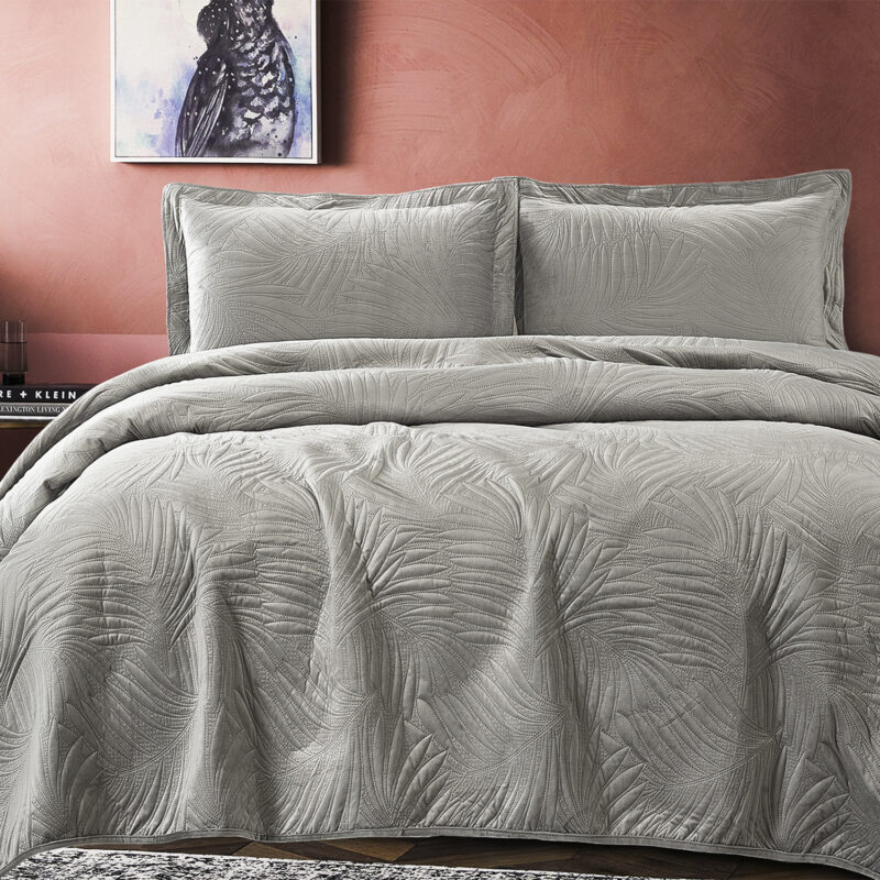 Quilt Liso Velvet Ibiza Gris Superking - Imagen 5