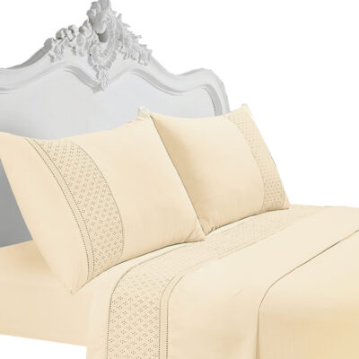 Juego de Sábanas T180 Broderie Beige1,5 Plazas