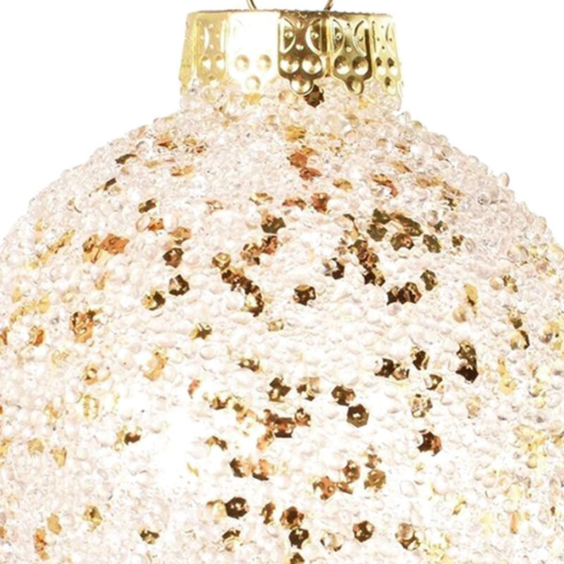 Bola Navideña Escarcha Semi Gold 8 Cms - Imagen 3