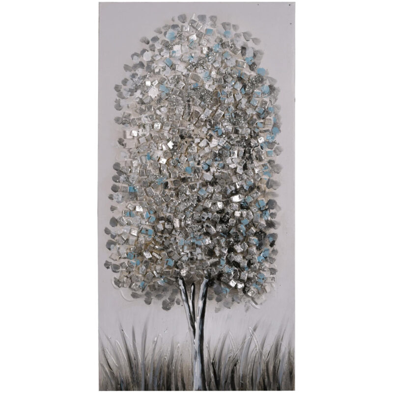 Cuadro Decorativo Arbol Plata 80 x 40