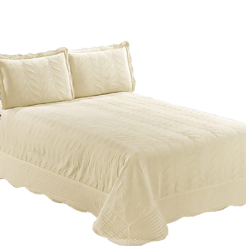 Quilt Bordado 2 Plazas Versailles Amarillo Pastel