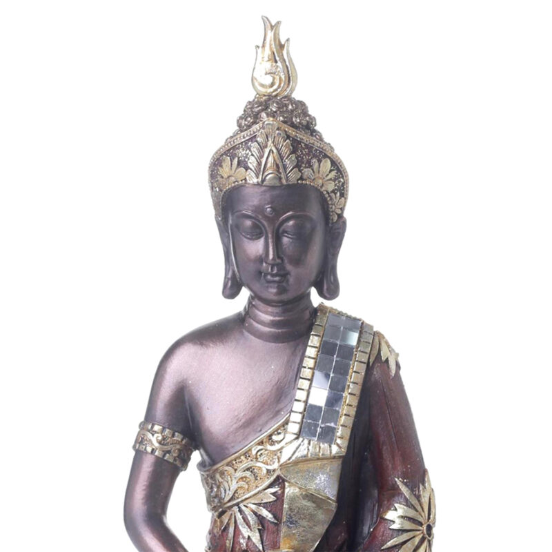 Figura Decorativa Buda Dhyana Mudra Caoba - Imagen 2