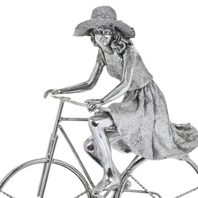 Figura Decorativa Isidora en Bicicleta Silver