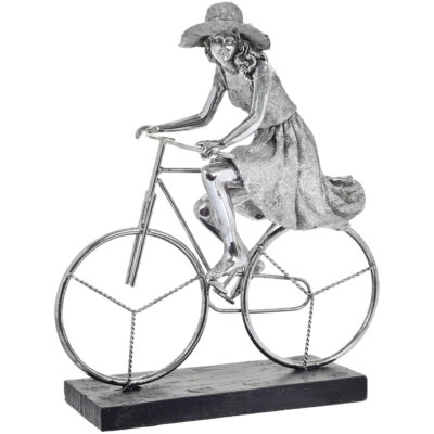 Figura Decorativa Isidora en Bicicleta Silver