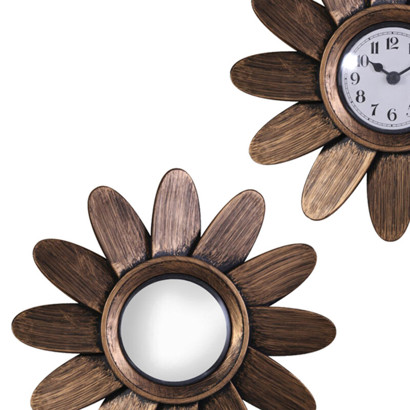 Set de Espejos y Reloj Decorativo Petalos Zinc 3 Piezas - Imagen 2