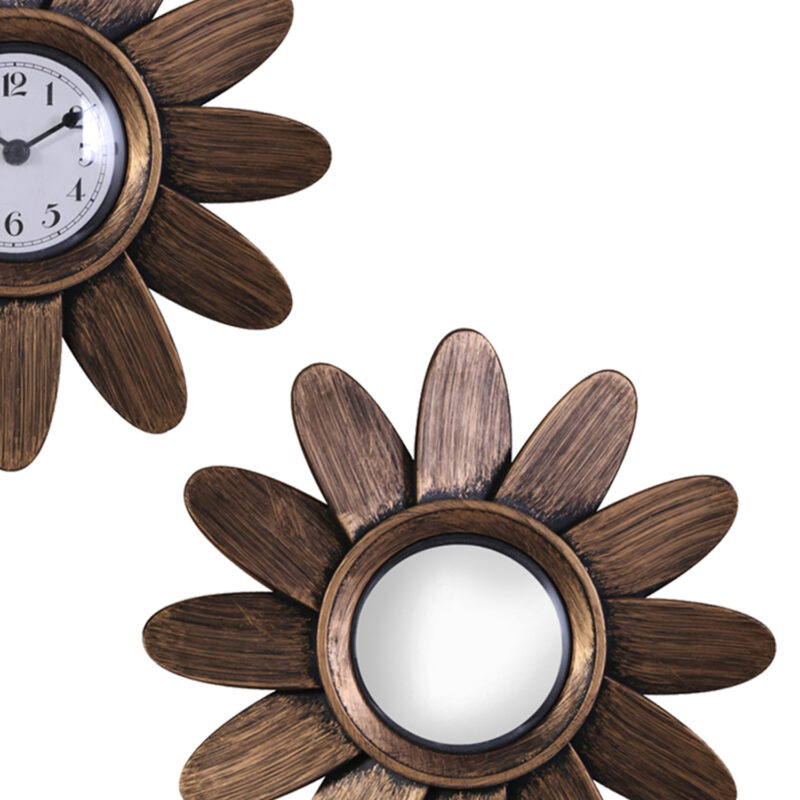 Set de Espejos y Reloj Decorativo Petalos Zinc 3 Piezas - Imagen 3