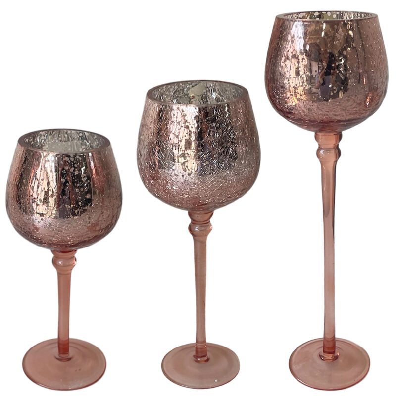 Juego de Portavelas Murano Rose Gold 3 Piezas