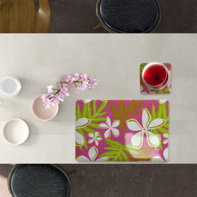 Set 4 Individuales + 4 Posavasos Floral