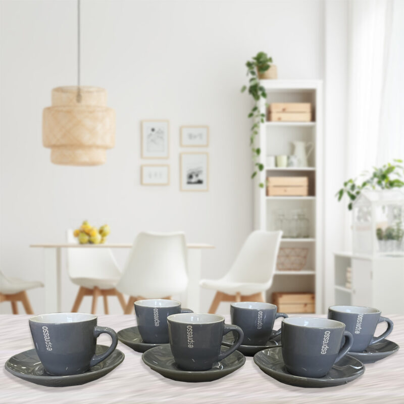 Juego Tazas Coffee Gris 12 Piezas - Imagen 4