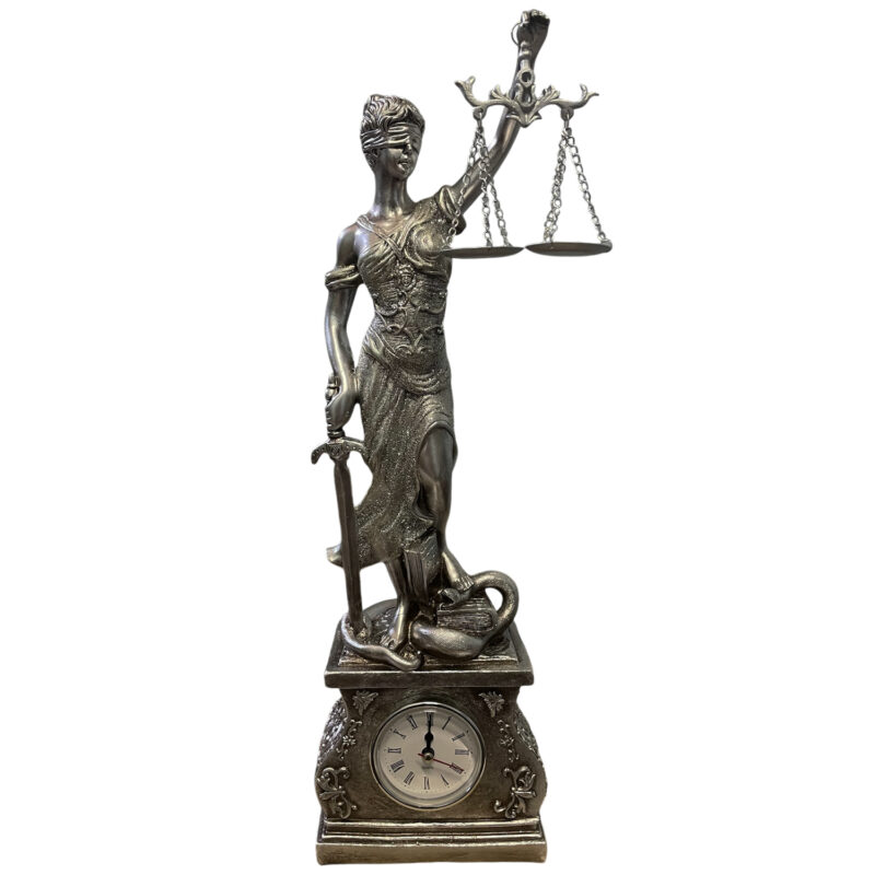 Reloj Decorativo Figura Dama Justicia Silver